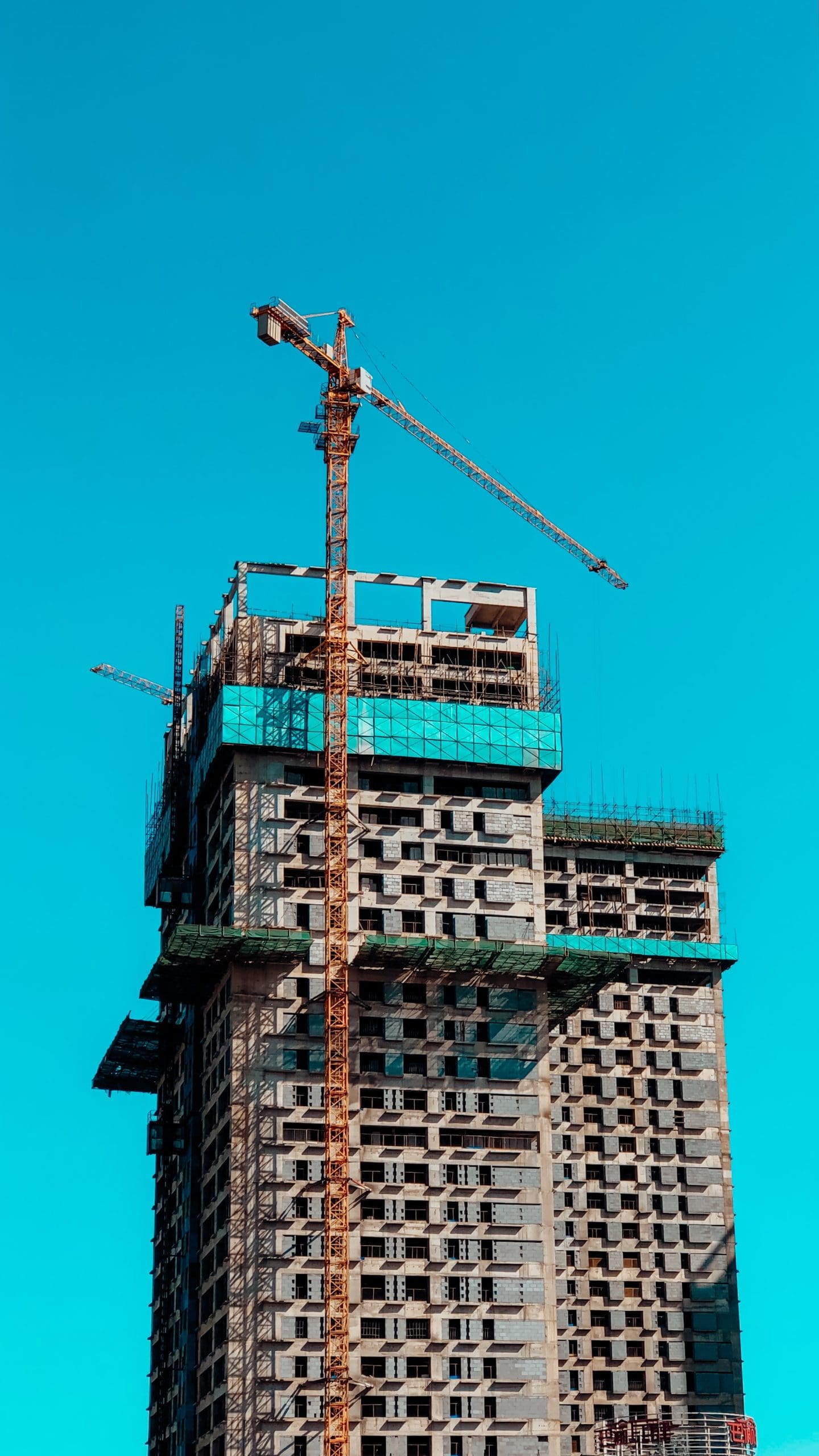 Skyline showing an in progress construction project with crane